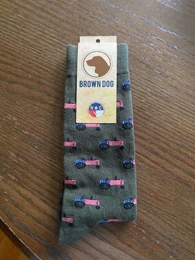 Olive Green Men’s Dress Socks with American Flag Tractor Accent